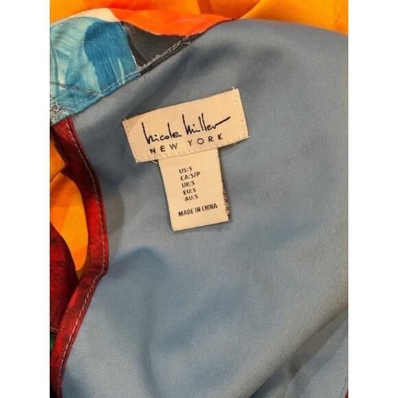 Nicole Miller Halter Neck Sleeveless Abstract Print Satin Maxi Dress – Small - Picture 7 of 9